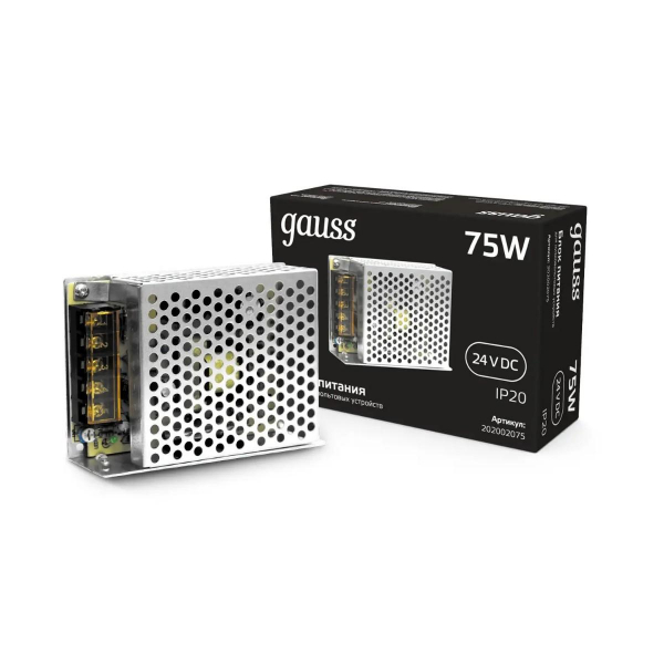 Блок питания Gauss 75W 24V IP20 202002075 Блок питания Gauss 75W 24V IP20 202002075