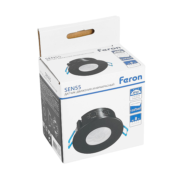 Датчик движения и освещенности 1200W 8m 120°(гориз.) 360°(верт.) Feron SEN55 51577