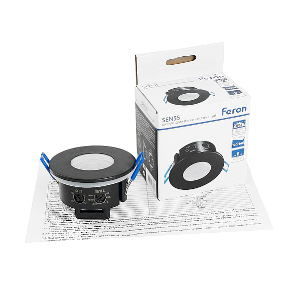 Датчик движения и освещенности 1200W 8m 120°(гориз.) 360°(верт.) Feron SEN55 51577