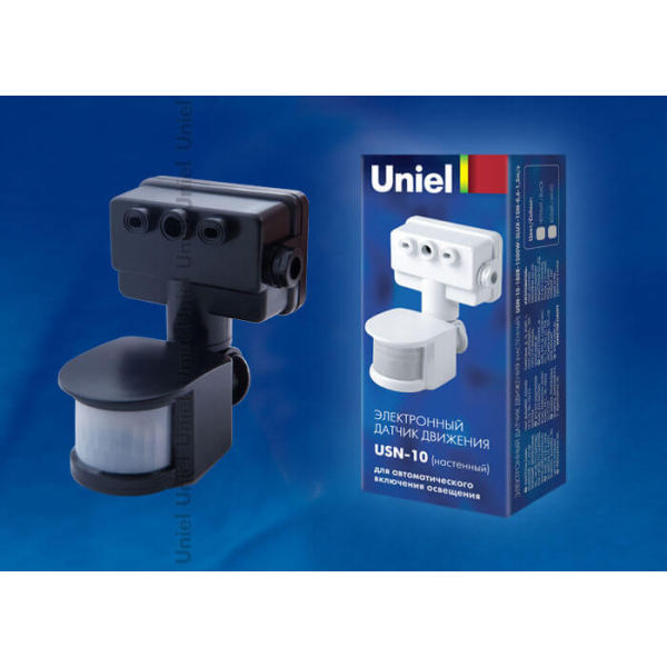 Датчик движения Uniel USN-10-180R-1200W-3LUX-12M-0,6-1,5m/s-BL 02641