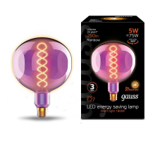 Лампа светодиодная диммируемая филаментная Gauss E27 5W 1800K розовая 1007802103