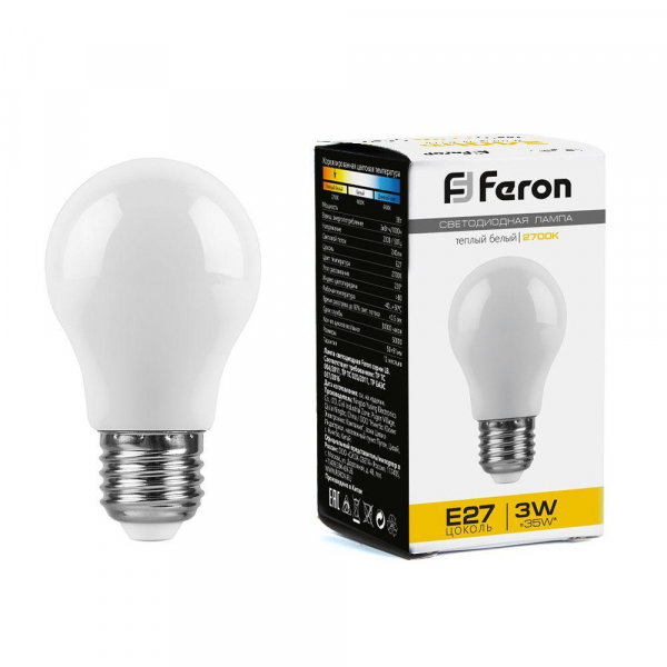 Лампа светодиодная Feron E27 3W матовая LB-375 38266 Лампа светодиодная Feron E27 3W матовая LB-375 38266