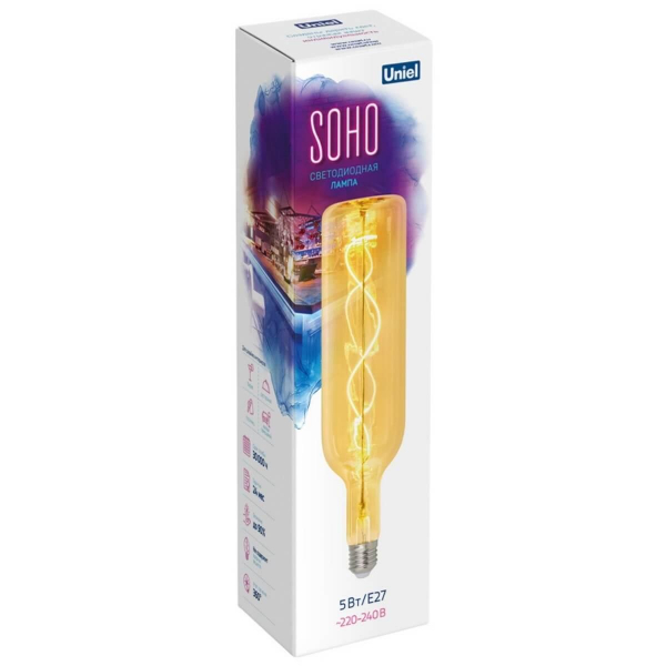 Лампа светодиодная Uniel E27 5W золотой LED-SF21-5W/SOHO/E27/CW GOLDEN GLS77GO UL-00010070 Лампа светодиодная Uniel E27 5W золотой LED-SF21-5W/SOHO/E27/CW GOLDEN GLS77GO UL-00010070