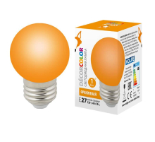 Лампа светодиодная Volpe E27 1W оранжевая LED-G45-1W/ORANGE/E27/FR/С UL-00005650