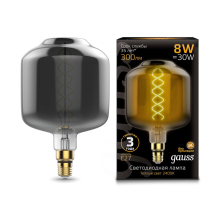 Лампа светодиодная филаментная Gauss E27 8W 2400K серая 164802008