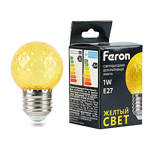 Лампа светодиодная Feron E27 1W желтая LB-385 52161