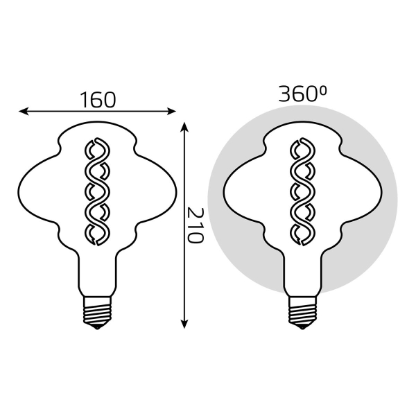 Лампа светодиодная филаментная диммируемая Gauss E27 8W 2400K серая 162802008