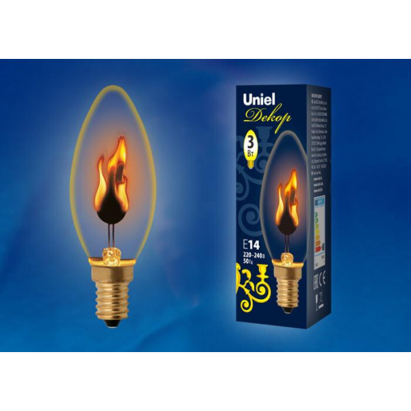Лампа накаливания Uniel E14 3W золотистая IL-N-C35-3/RED-FLAME/E14/CL UL-00002981 Лампа накаливания Uniel E14 3W золотистая IL-N-C35-3/RED-FLAME/E14/CL UL-00002981
