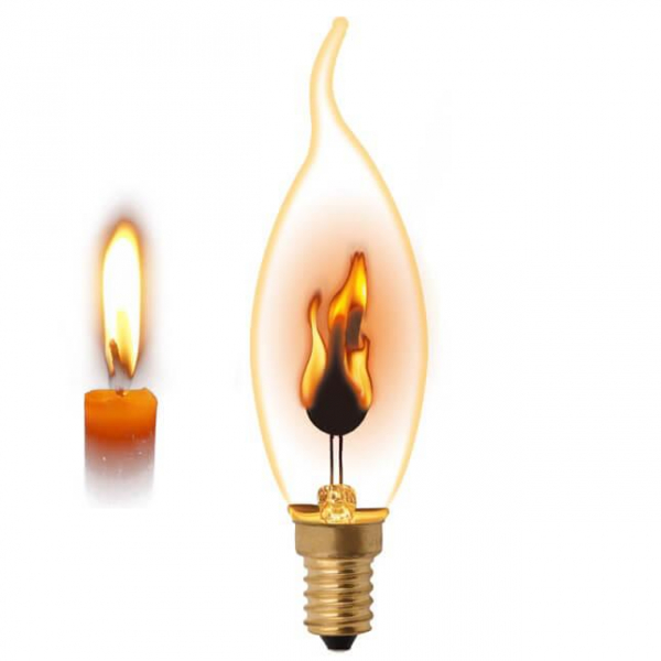 Лампа накаливания Uniel E14 3W золотистая IL-N-CW35-3/RED-FLAME/E14/CL UL-00002982 Лампа накаливания Uniel E14 3W золотистая IL-N-CW35-3/RED-FLAME/E14/CL UL-00002982