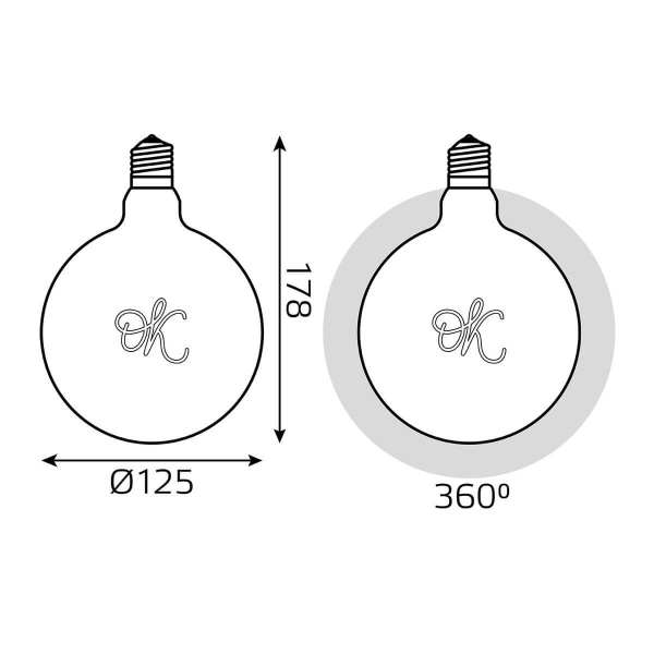 Лампа светодиодная филаментная Gauss E27 2,5W 2000K золотая 176802003 Лампа светодиодная филаментная Gauss E27 2,5W 2000K золотая 176802003