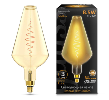Лампа светодиодная филаментная Gauss E27 8,5W 2000K янтарная 180802105