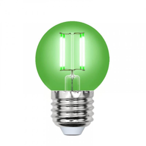 Лампа светодиодная филаментная Uniel E27 5W зеленая LED-G45-5W/GREEN/E27 GLA02GR UL-00002988
