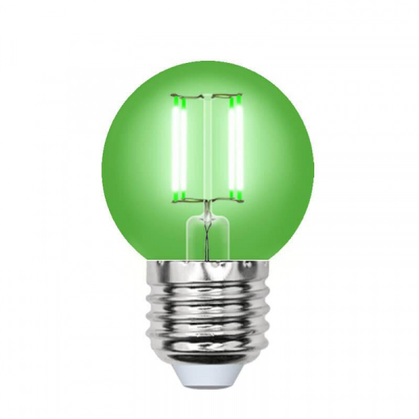 Лампа светодиодная филаментная Uniel E27 5W зеленая LED-G45-5W/GREEN/E27 GLA02GR UL-00002988 Лампа светодиодная филаментная Uniel E27 5W зеленая LED-G45-5W/GREEN/E27 GLA02GR UL-00002988