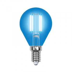 Лампа светодиодная филаментная Uniel E14 5W синяя LED-G45-5W/BLUE/E14 GLA02BL UL-00002989