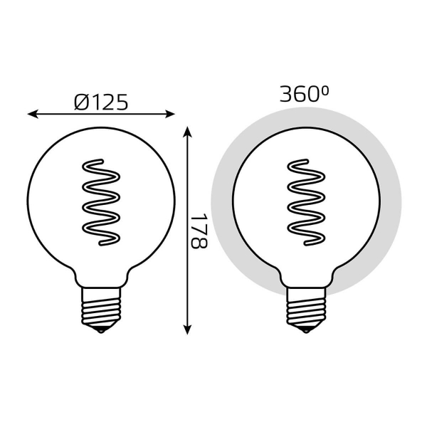 Лампа светодиодная диммируемая филаментная Gauss E27 5W 1800K розовая 1011802105 Лампа светодиодная диммируемая филаментная Gauss E27 5W 1800K розовая 1011802105