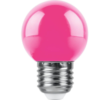 Лампа светодиодная Feron E27 1W RGB розовый LB-37 38123
