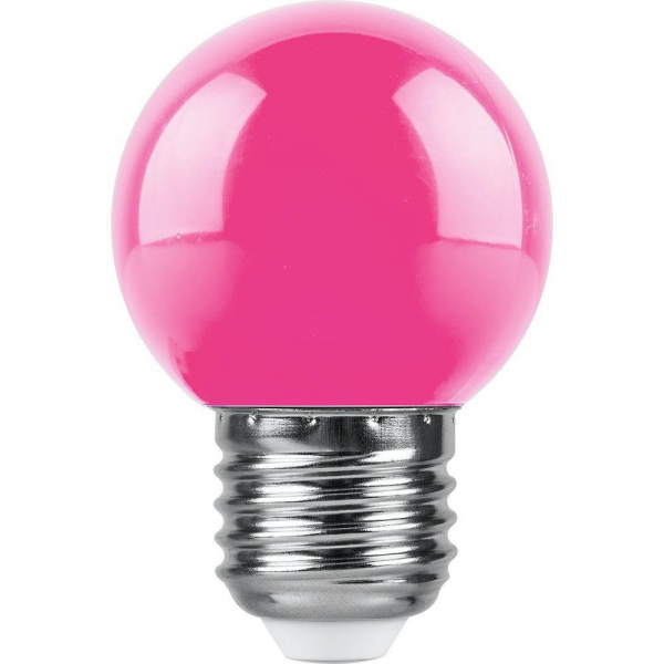 Лампа светодиодная Feron E27 1W RGB розовый LB-37 38123 Лампа светодиодная Feron E27 1W RGB розовый LB-37 38123