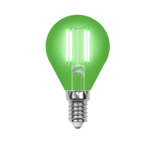 Лампа светодиодная филаментная Uniel E14 5W зеленая LED-G45-5W/GREEN/E14 GLA02GR UL-00002987