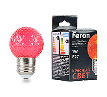 Лампа светодиодная Feron E27 1W красная LB-385 52164
