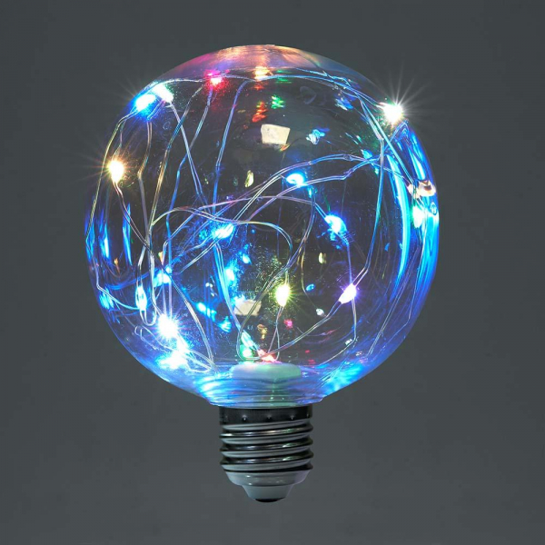 Лампа светодиодная Feron E27 3W RGB прозрачная LB-382 41678 Лампа светодиодная Feron E27 3W RGB прозрачная LB-382 41678