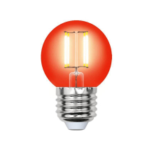 Лампа светодиодная филаментная Uniel E27 5W красная LED-G45-5W/RED/E27 GLA02RD UL-00002986