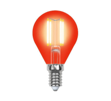 Лампа светодиодная филаментная Uniel E14 5W красная LED-G45-5W/RED/E14 GLA02RD UL-00002985