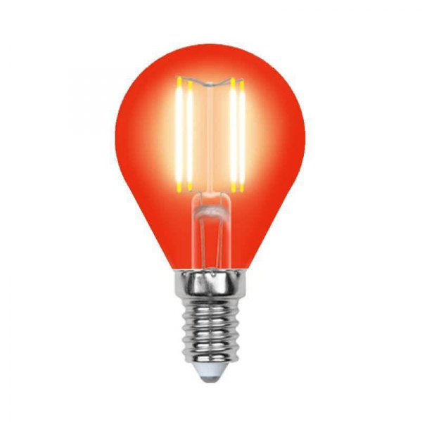 Лампа светодиодная филаментная Uniel E14 5W красная LED-G45-5W/RED/E14 GLA02RD UL-00002985 Лампа светодиодная филаментная Uniel E14 5W красная LED-G45-5W/RED/E14 GLA02RD UL-00002985