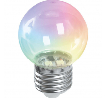 Лампа светодиодная Feron E27 1W RGB прозрачный LB-37 38132