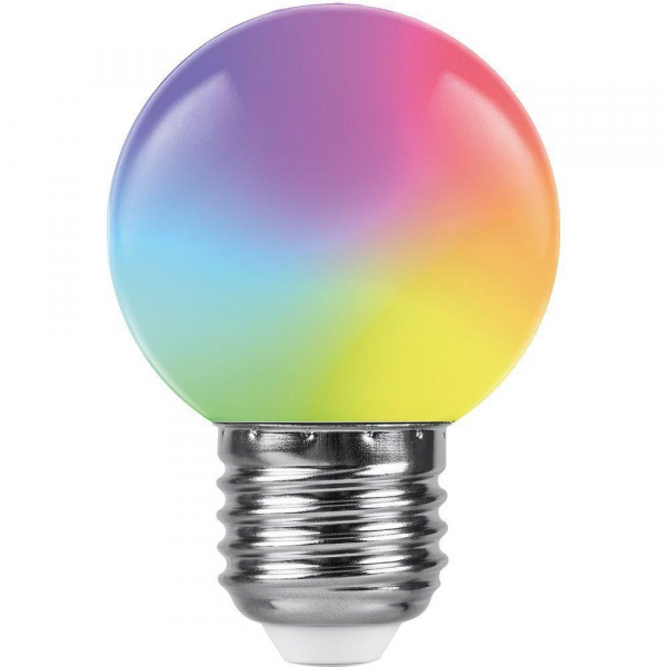 Лампа светодиодная Feron E27 1W RGB матовая LB-37 38126 Лампа светодиодная Feron E27 1W RGB матовая LB-37 38126