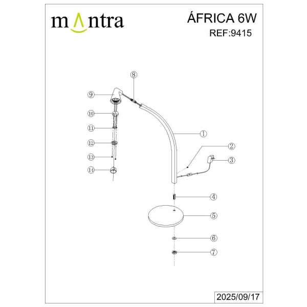 Настольная лампа Mantra Africa 9415