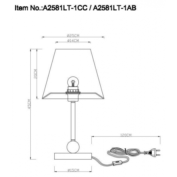 Настольная лампа Arte Lamp Elba A2581LT-1CC Настольная лампа Arte Lamp Elba A2581LT-1CC