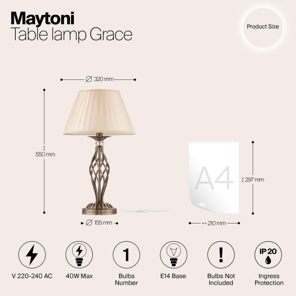 Настольная лампа Maytoni Grace RC247-TL-01-R Настольная лампа Maytoni Grace RC247-TL-01-R