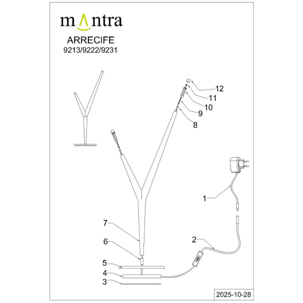 Настольная лампа Mantra Arrecife 9222
