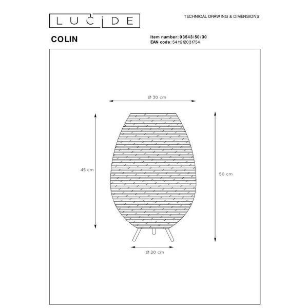 Настольная лампа Lucide Colin 03543/50/30 Настольная лампа Lucide Colin 03543/50/30