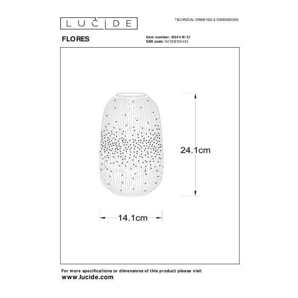 Настольная лампа Lucide FLORES 13541/14/31 Настольная лампа Lucide FLORES 13541/14/31