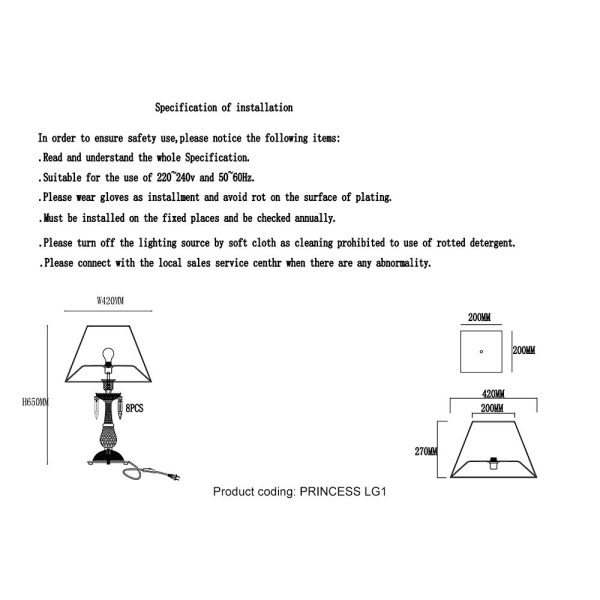 Настольная лампа Crystal Lux Princess LG1