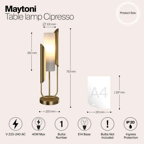 Настольная лампа Maytoni Сipresso Z014TL-01G Настольная лампа Maytoni Сipresso Z014TL-01G