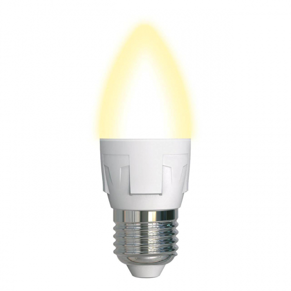 Лампа светодиодная диммируемая Uniel E27 7W 3000K матовая LED-C37 7W/3000K/E27/FR/DIM PLP01WH UL-00004297 Лампа светодиодная диммируемая Uniel E27 7W 3000K матовая LED-C37 7W/3000K/E27/FR/DIM PLP01WH UL-00004297