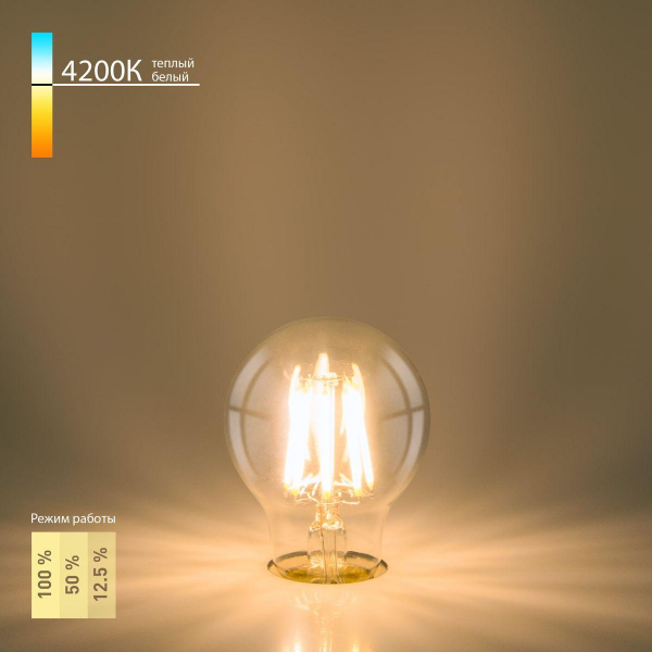 Лампа светодиодная филаментная диммируемая Elektrostandard E27 9W 4200K прозрачная a048382 Лампа светодиодная филаментная диммируемая Elektrostandard E27 9W 4200K прозрачная a048382