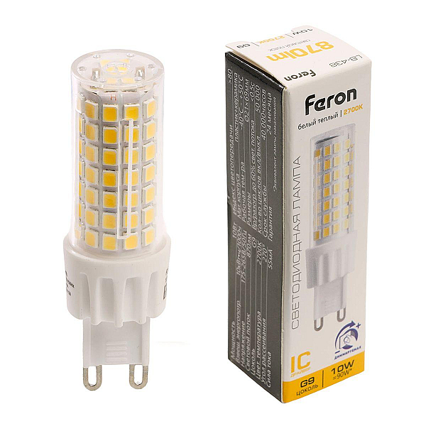 Лампа светодиодная диммируемая Feron LB-438 G9 10W 2700K 51741