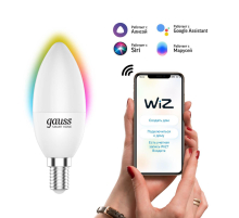 Лампа светодиодная диммируемая Gauss Smart Home E14 5W 2700-6500K RGBW матовая 1190112