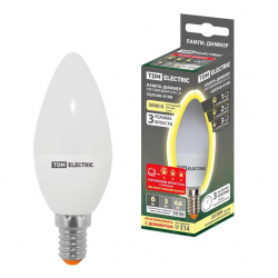 Лампа светодиодная диммируемая TDM Electric Е14 6W 3000K прозрачная SQ0340-0199