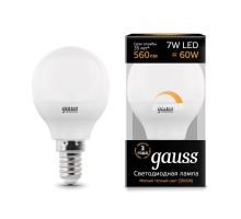 Лампа светодиодная диммируемая Gauss E14 7W 3000K матовая 105101107-D