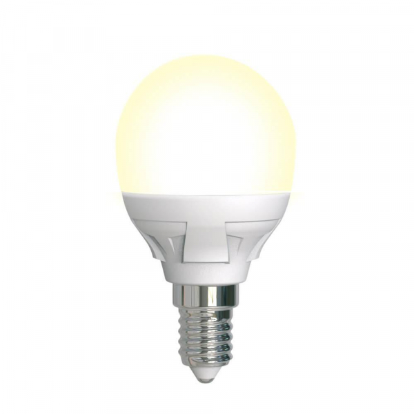 Лампа светодиодная диммируемая Uniel E14 7W 3000K матовая LED-G45 7W/3000K/E14/FR/DIM PLP01WH UL-00004302 Лампа светодиодная диммируемая Uniel E14 7W 3000K матовая LED-G45 7W/3000K/E14/FR/DIM PLP01WH UL-00004302