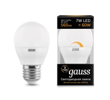 Лампа светодиодная диммируемая Gauss E27 7W 3000K матовая 105102107-D