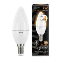 Лампа светодиодная диммируемая Gauss E14 7W 3000K матовая 103101107-S