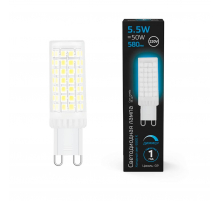 Лампа светодиодная диммируемая Gauss G9 5,5W 6500K прозрачная 107309355-D