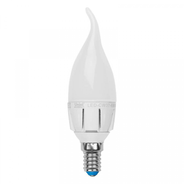 Лампа светодиодная диммируемая Uniel E14 6W 4500K матовая LED-CW37-6W/NW/E14/FR/DIM PLP01WH UL-00000727 Лампа светодиодная диммируемая Uniel E14 6W 4500K матовая LED-CW37-6W/NW/E14/FR/DIM PLP01WH UL-00000727