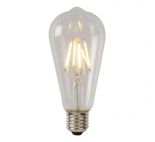 Лампа светодиодная диммируемая Lucide E27 7W 2700К прозрачная 49089/07/60