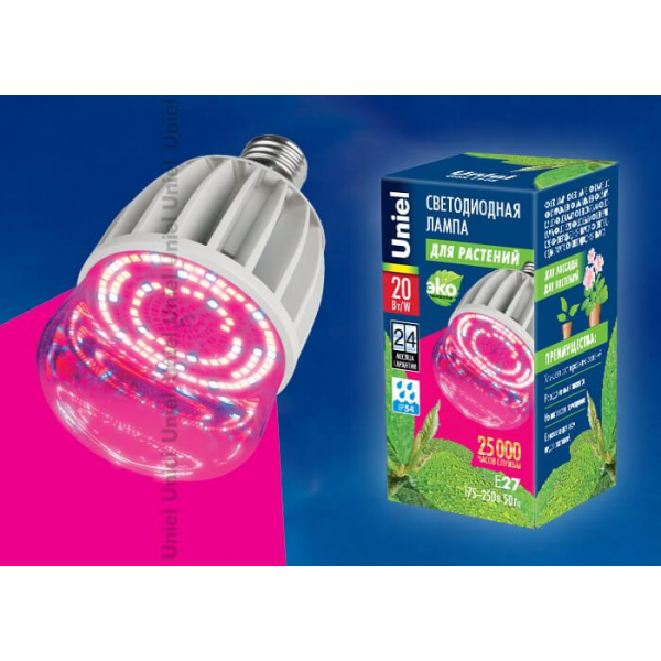 Лампа светодиодная для растений Uniel E27 20W 650K прозрачная LED-M80-20W/SP/E27/CL 11098 Лампа светодиодная для растений Uniel E27 20W 650K прозрачная LED-M80-20W/SP/E27/CL 11098